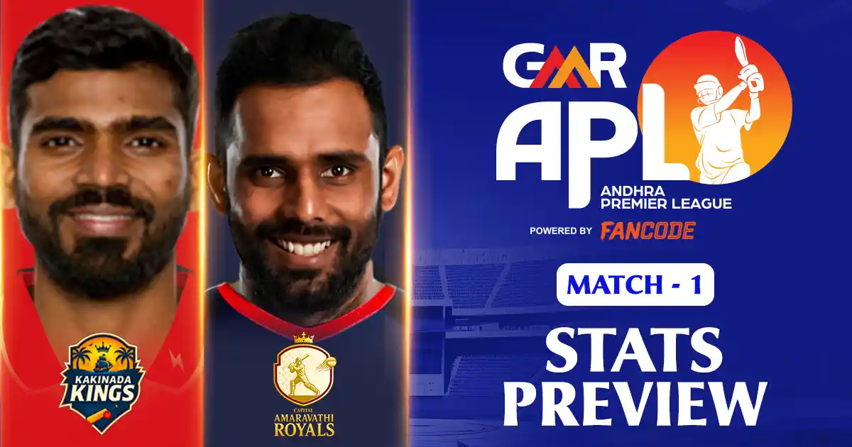 GMR APL 2025: Kakinada Kings vs Capital Amaravathi Royals, Match 1: Stats Preview